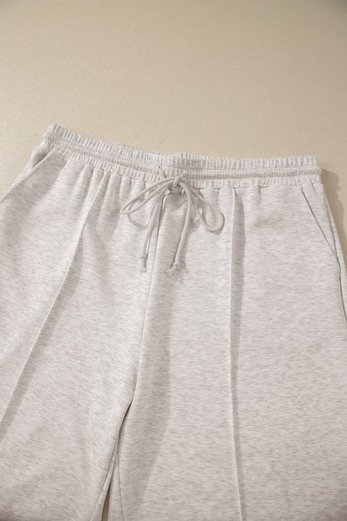 Solid V Neck Polo And Drawstring Pants Loungewear Set
