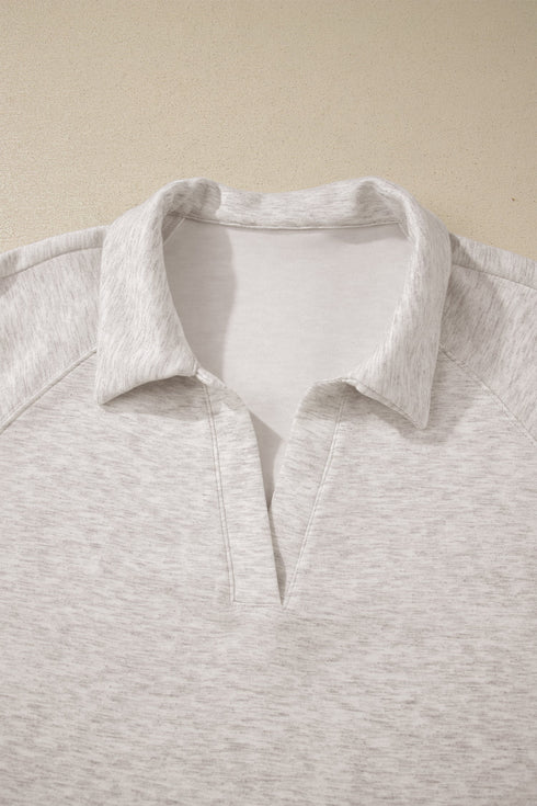 Solid V Neck Polo And Drawstring Pants Loungewear Set