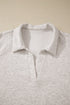 Solid V Neck Polo And Drawstring Pants Loungewear Set