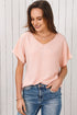 Solid V Neck Short Sleeve Blouse