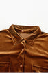 Solid Velvet Chest Pocket Drop Shoulder Shirt