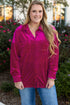 Solid Velvet Chest Pocket Drop Shoulder Shirt