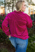 Solid Velvet Chest Pocket Drop Shoulder Shirt