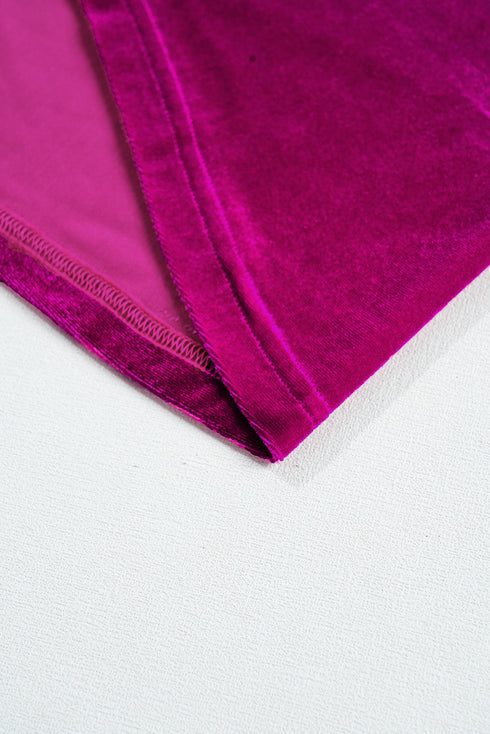 Solid Velvet Chest Pocket Drop Shoulder Shirt
