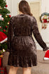 Solid Velvet Puff Sleeve Babydoll Plus Size Mini Dress