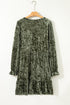 Solid Velvet Puff Sleeve Babydoll Plus Size Mini Dress