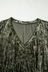 Solid Velvet Puff Sleeve Babydoll Plus Size Mini Dress