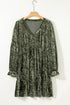 Solid Velvet Puff Sleeve Babydoll Plus Size Mini Dress