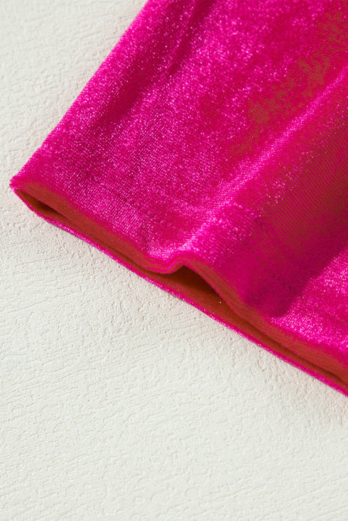 Solid Velvet Ruffled Two Piece Pants Set