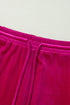 Solid Velvet Ruffled Wide Leg Two Piece Pant Set