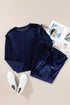 Solid Velvet Ruffled Wide Leg Two Piece Pant Set