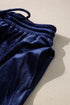 Solid Velvet Ruffled Wide Leg Two Piece Pant Set