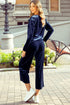 Solid Velvet Ruffled Wide Leg Two Piece Pant Set