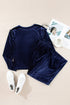 Solid Velvet Ruffled Wide Leg Two Piece Pant Set