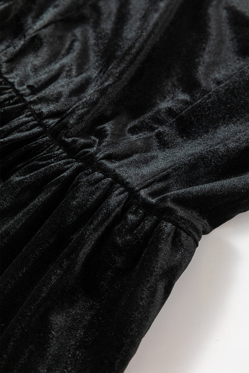 Solid Velvet Square Neck Sleeveless Pocket H-Line Mini Dress