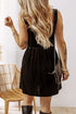 Solid Velvet Square Neck Sleeveless Pocket H-Line Mini Dress