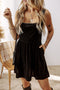 Solid Velvet Square Neck Sleeveless Pocket H-Line Mini Dress