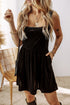 Solid Velvet Square Neck Sleeveless Pocket H-Line Mini Dress