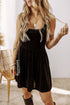 Solid Velvet Square Neck Sleeveless Pocket H-Line Mini Dress