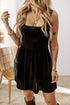 Solid Velvet Square Neck Sleeveless Pocket H-Line Mini Dress
