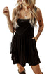 Solid Velvet Square Neck Sleeveless Pocket H-Line Mini Dress