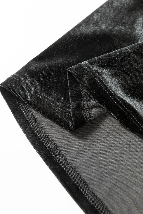Solid Velvet Square Neck Sleeveless Pocket H-Line Mini Dress