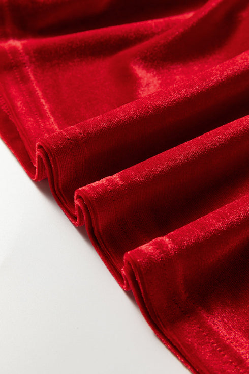 Solid Velvet Tie Front Peplum Silhouette Blouse