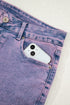 Solid Vintage Wash Frayed Hem Ankle Length Jeans