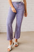 Solid Vintage Wash Frayed Hem Ankle Length Jeans