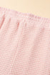 Solid Waffle Knit Fringe Trim Textured Short Set