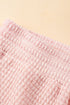 Solid Waffle Knit Fringe Trim Textured Short Set