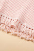 Solid Waffle Knit Fringe Trim Textured Short Set