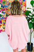 Solid Waffle Knit Oversize Tee And Short Set