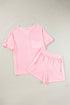 Solid Waffle Knit Oversize Tee And Short Set