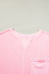 Solid Waffle Knit Oversize Tee And Short Set