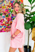 Solid Waffle Knit Oversize Tee And Short Set