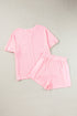 Solid Waffle Knit Oversize Tee And Short Set