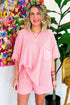 Solid Waffle Knit Oversize Tee And Short Set
