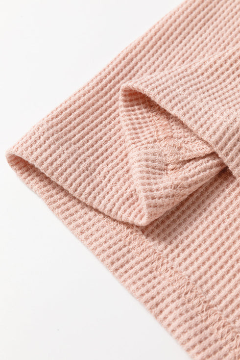 Solid Waffle Knit Sleeveless Button Front Pocket Romper