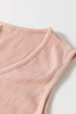 Solid Waffle Knit Sleeveless Button Front Pocket Romper