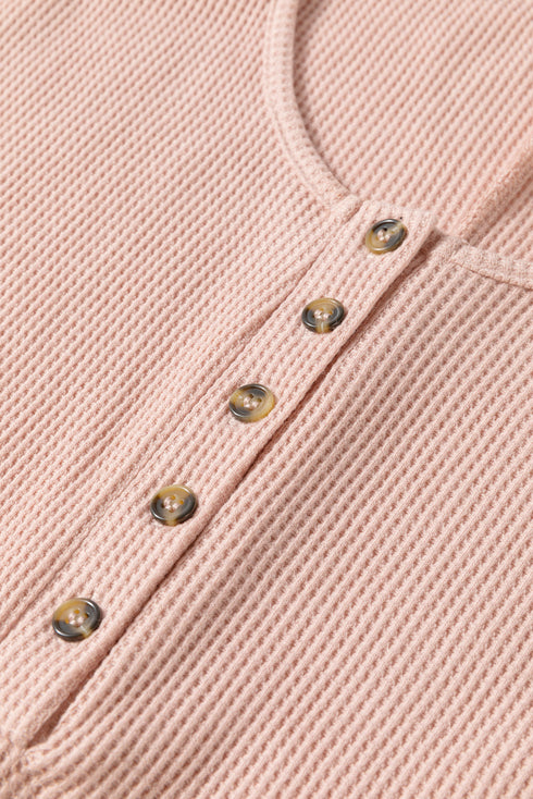 Solid Waffle Knit Sleeveless Button Front Pocket Romper
