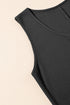 Solid Waffle Knit Sleeveless Button Front Pocket Romper
