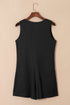 Solid Waffle Knit Sleeveless Button Front Pocket Romper