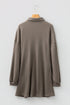 Solid Waffle Knit Western Style Shirt Tunic Mini Dress