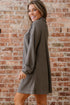 Solid Waffle Knit Western Style Shirt Tunic Mini Dress