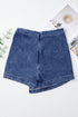Solid Washed Asymmetric Wrapped Twisted Detail Denim Shorts