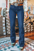 Solid Washed Center Seam Straight Leg Jeans