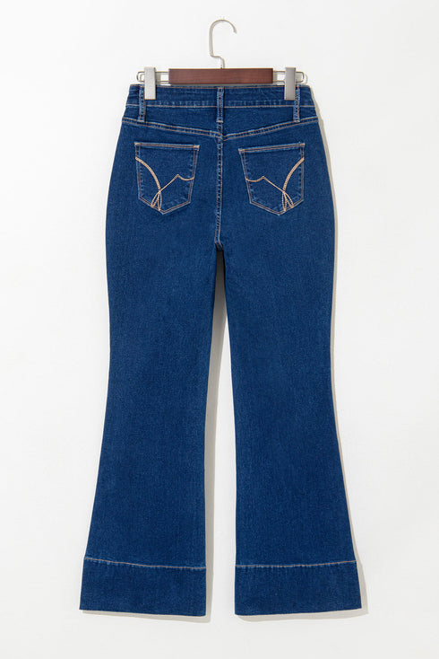 Solid Washed Center Seam Straight Leg Jeans