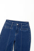 Solid Washed Center Seam Straight Leg Jeans