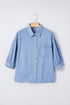 Solid Washed Drop Shoulder Bracelet Sleeve Cotton Shirt
